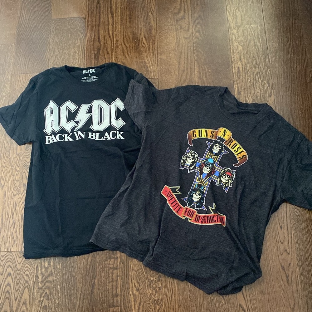 AC/DC Black Graphic Tee Size-S & Guns and Roses Graphic Tee Size-S